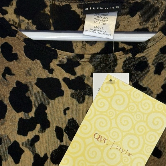 Citikole‎ QVC Style Animal Print Tunic Top Asymmetrical Hem Long Sleeve Small - Picture 2 of 4